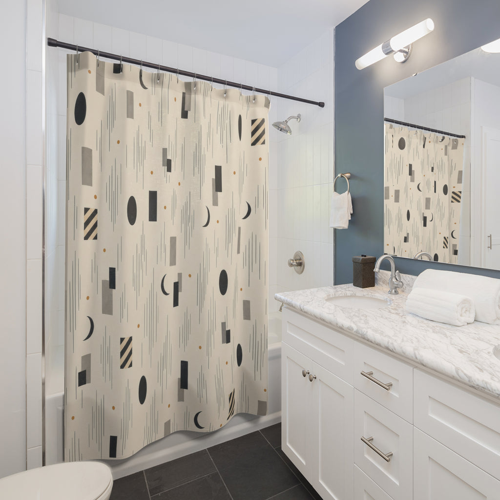 Noir Black White Shower Curtain