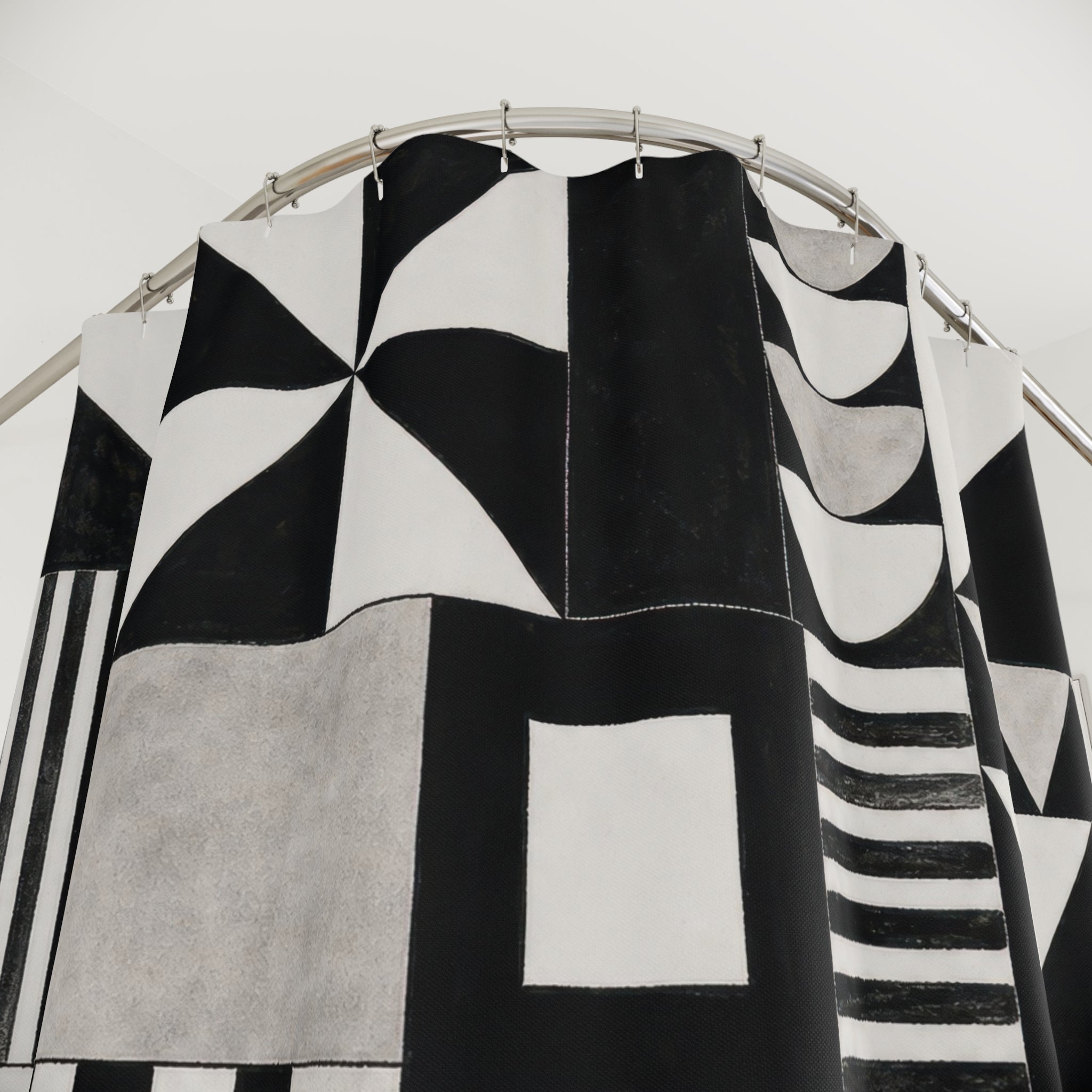 Black White Tile Shower Curtain