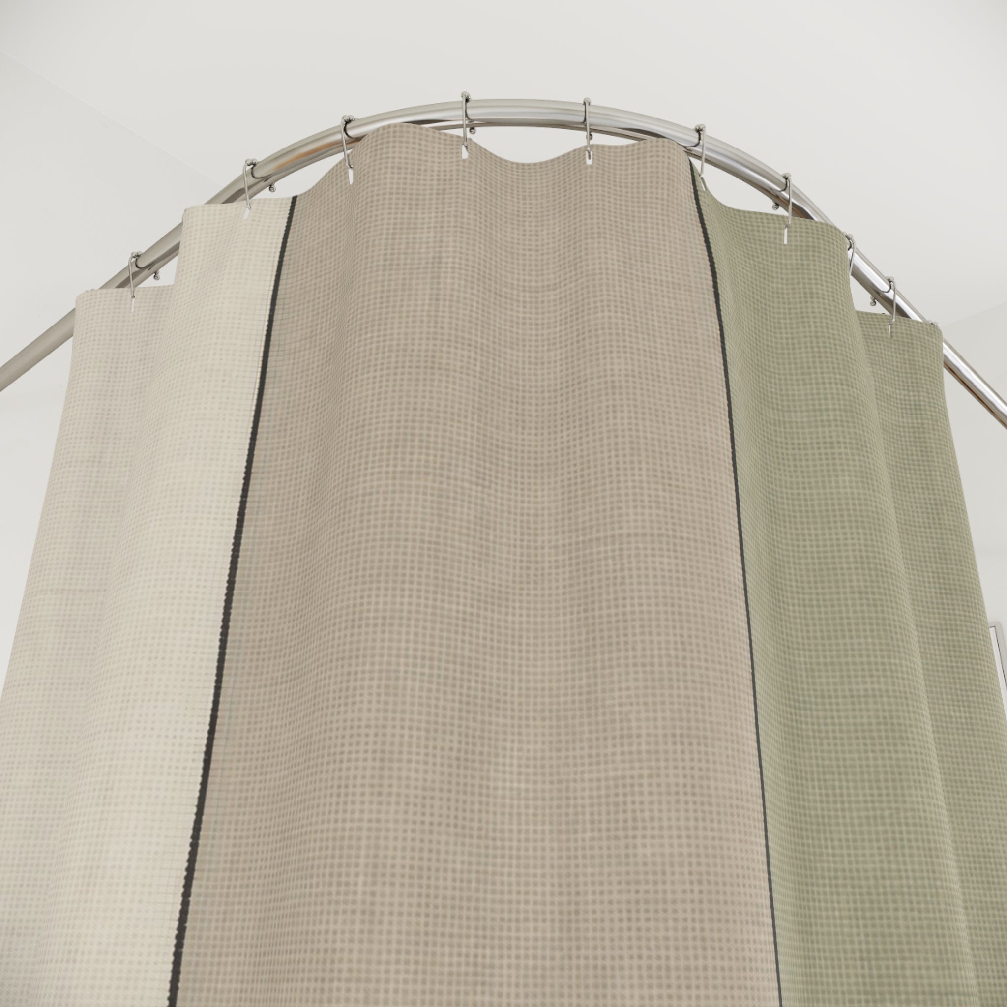 Sage Beige Wide Panel Stripe Shower Curtain