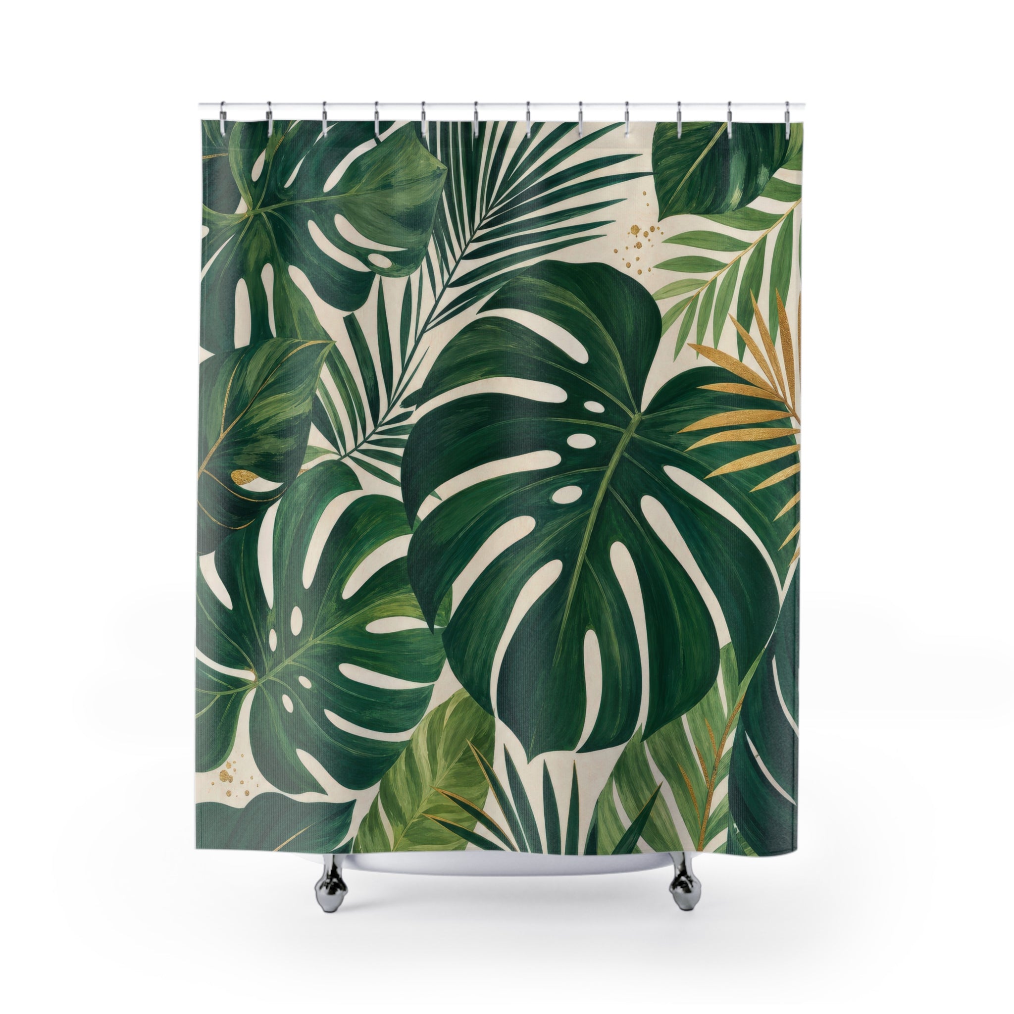 Monstera Palm Leaf Shower Curtain