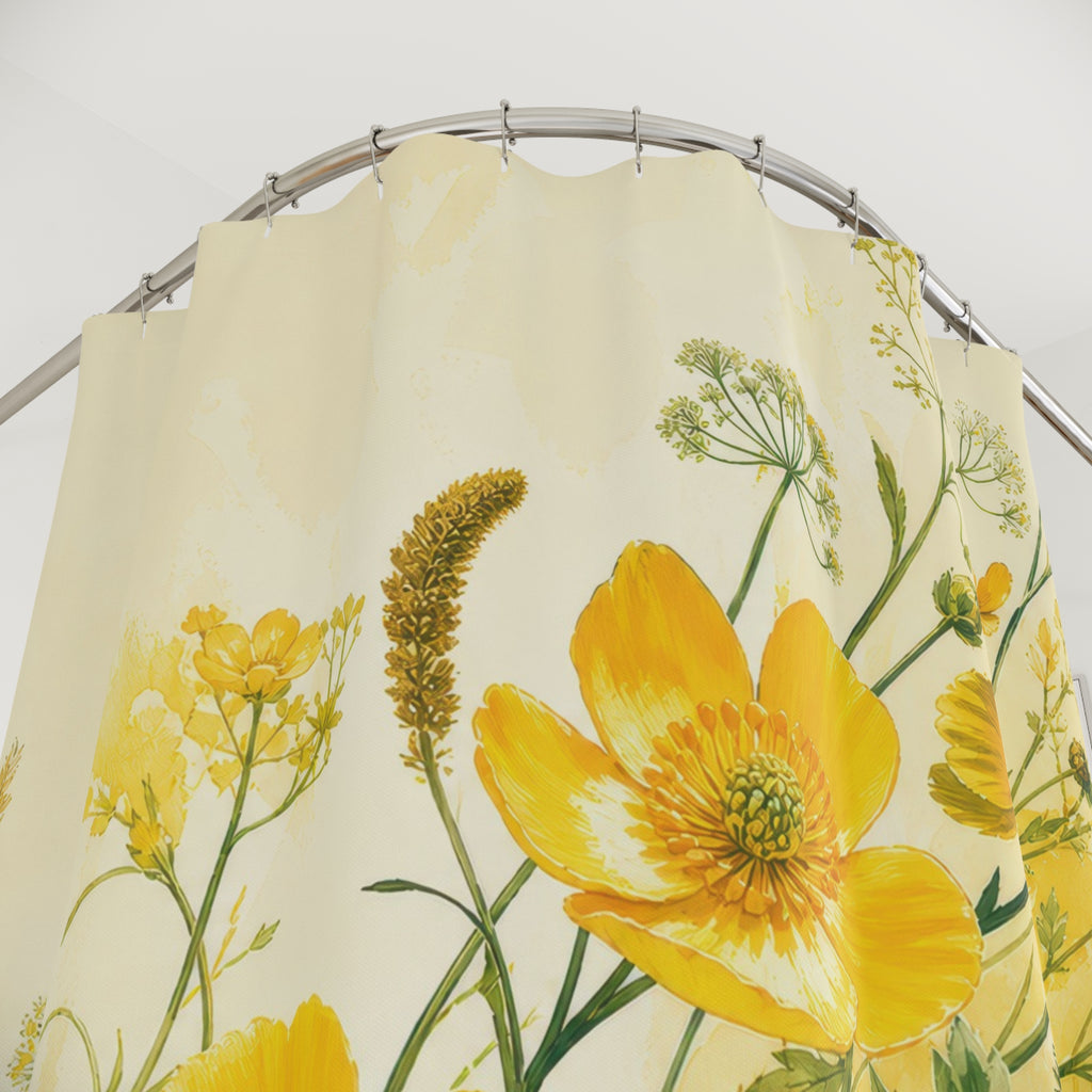 Golden Buttercup Meadow Shower Curtain