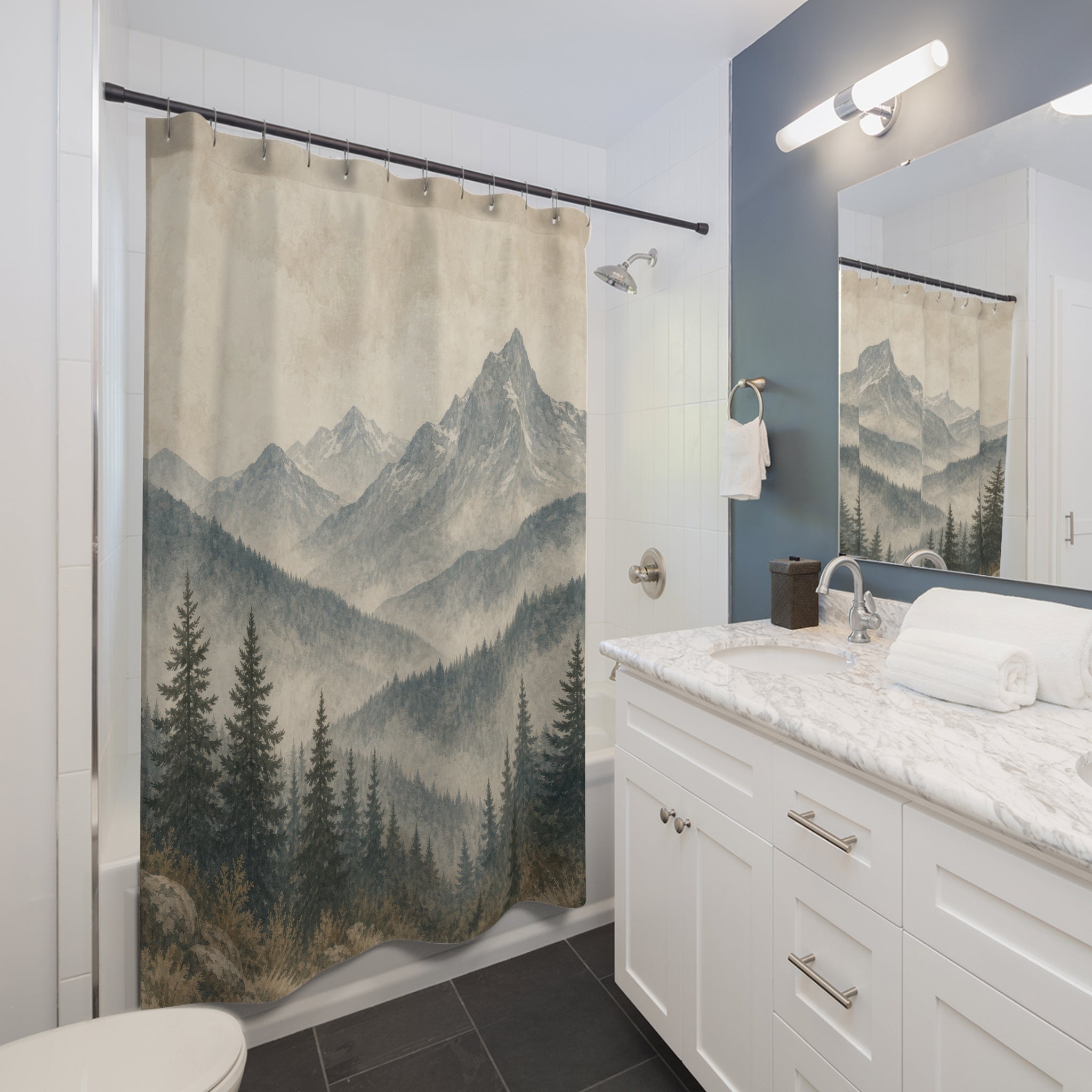 Misty Mountain Forest Shower Curtain