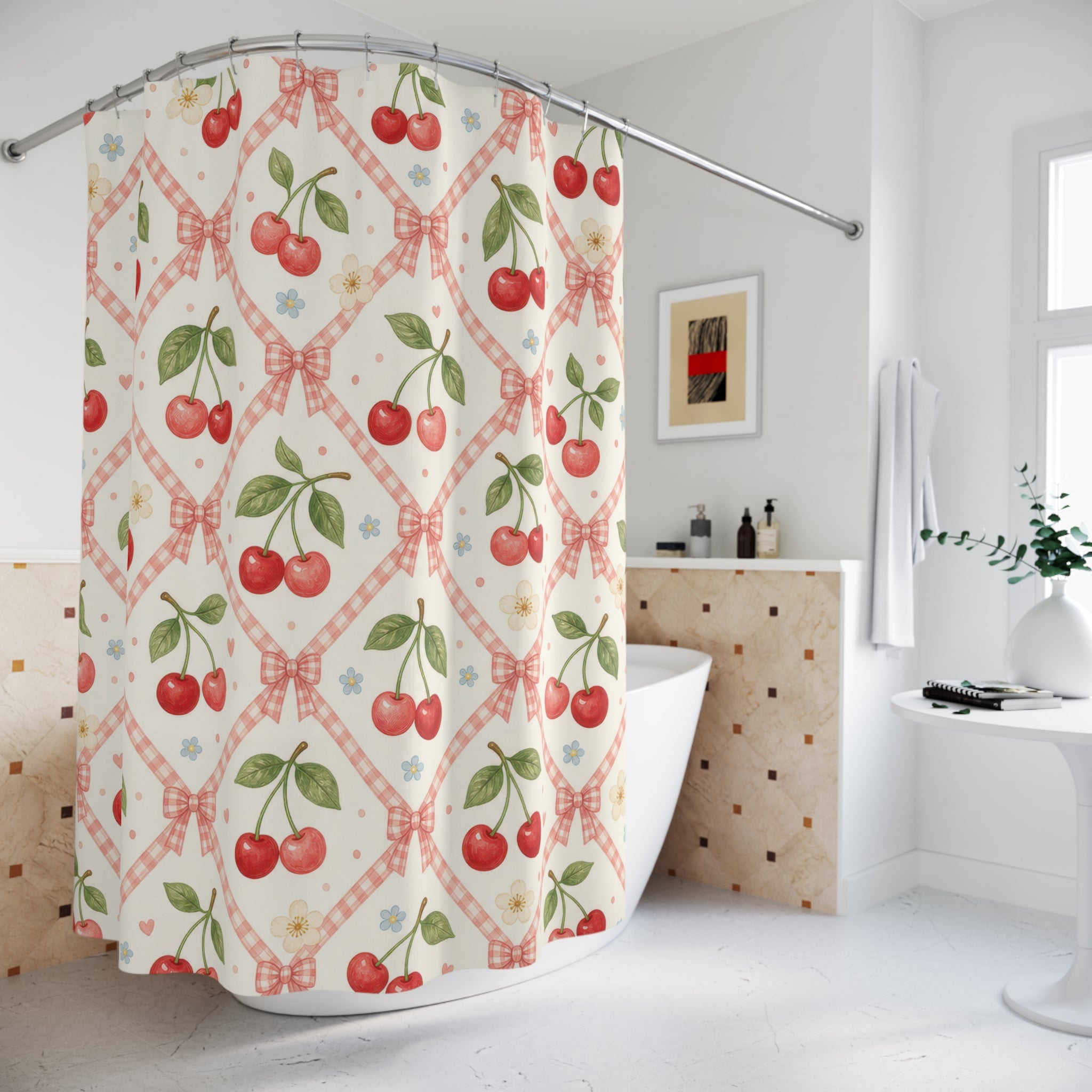 Cute Fruit Cherry Shower Curtain