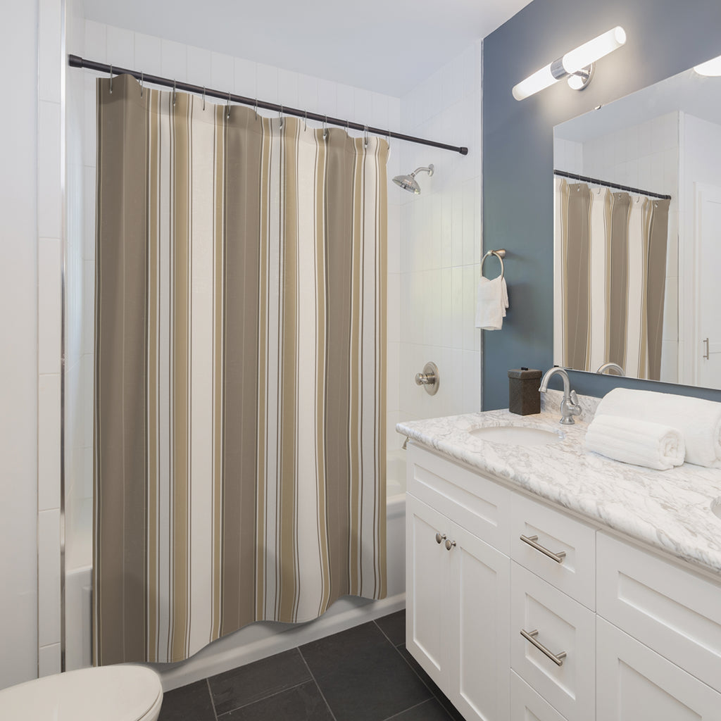 Taupe Cream Elegant Striped Shower Curtain