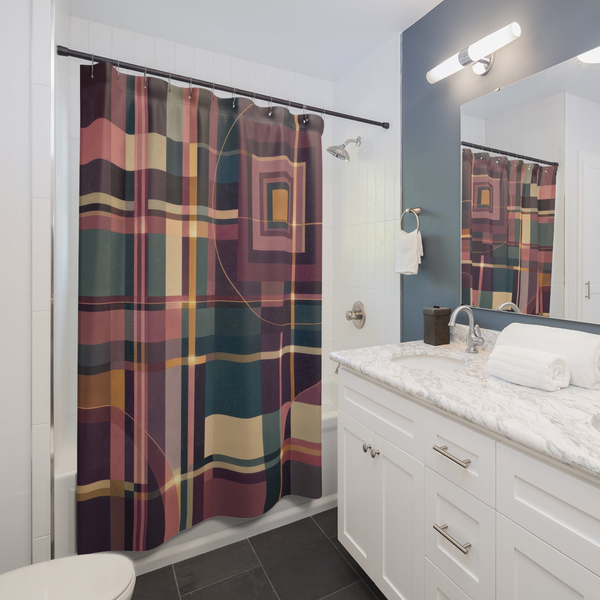 Modern Abstract Plaid Shower Curtain