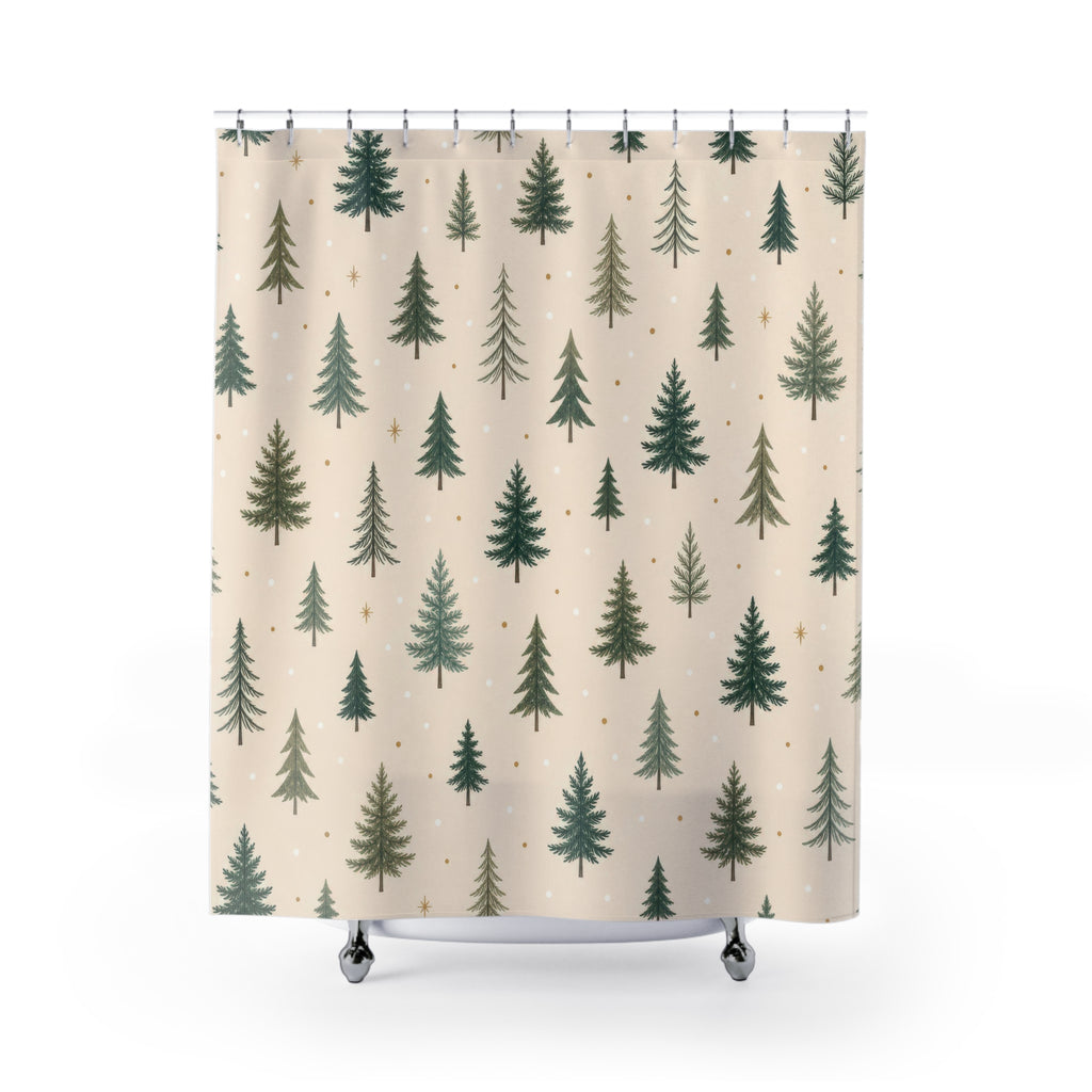 Evergreen Tree Christmas Shower Curtain: Evergreen Tree Shower