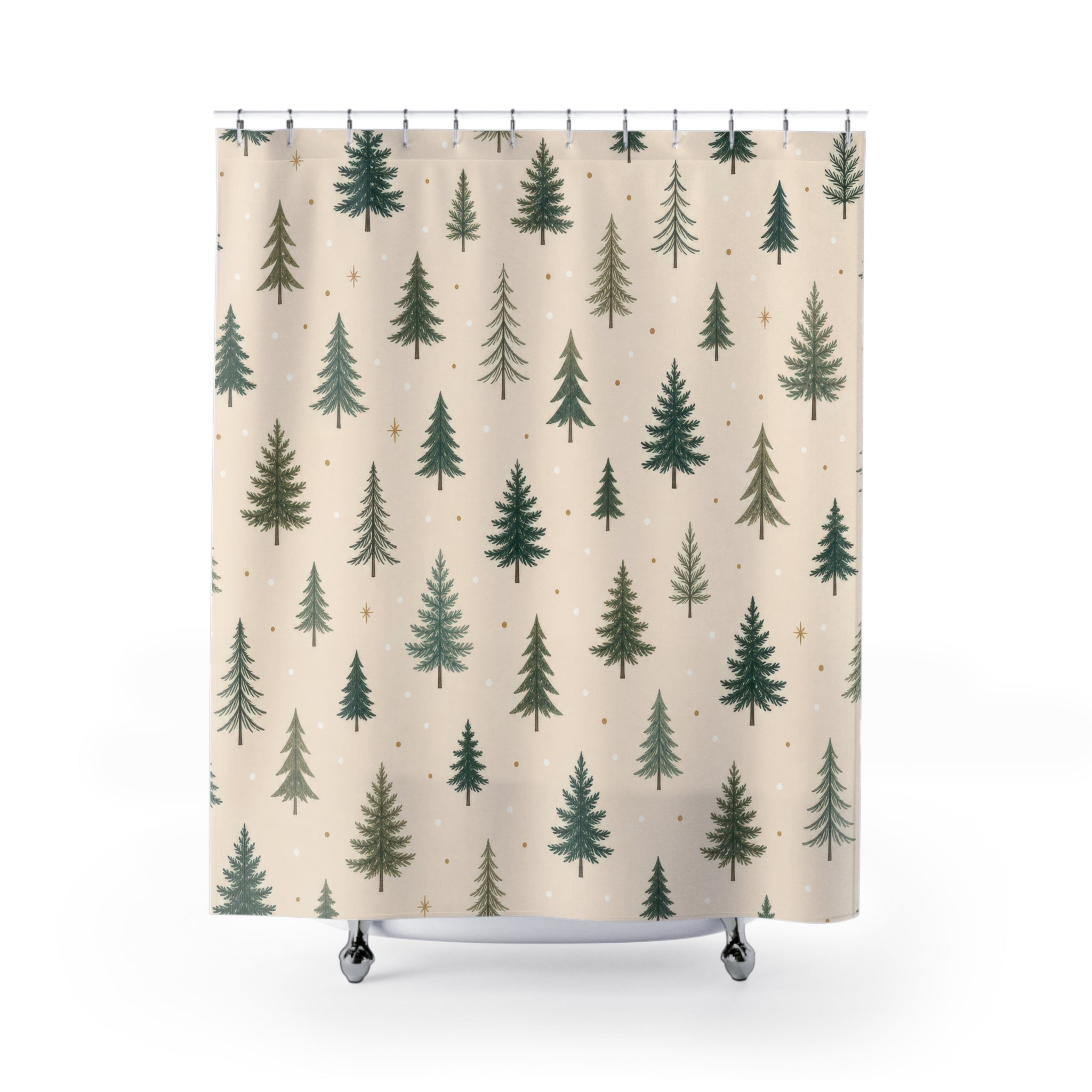 Evergreen Tree Christmas Shower Curtain: Evergreen Tree Shower
