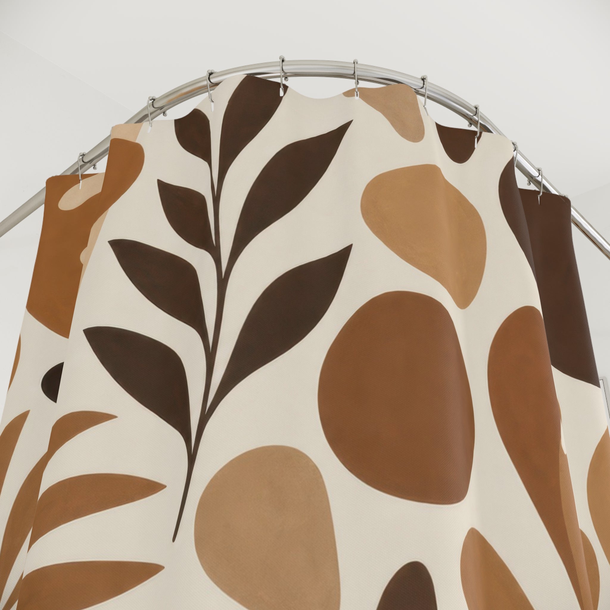 Brown Beige Abstract Leaf Shower Curtain
