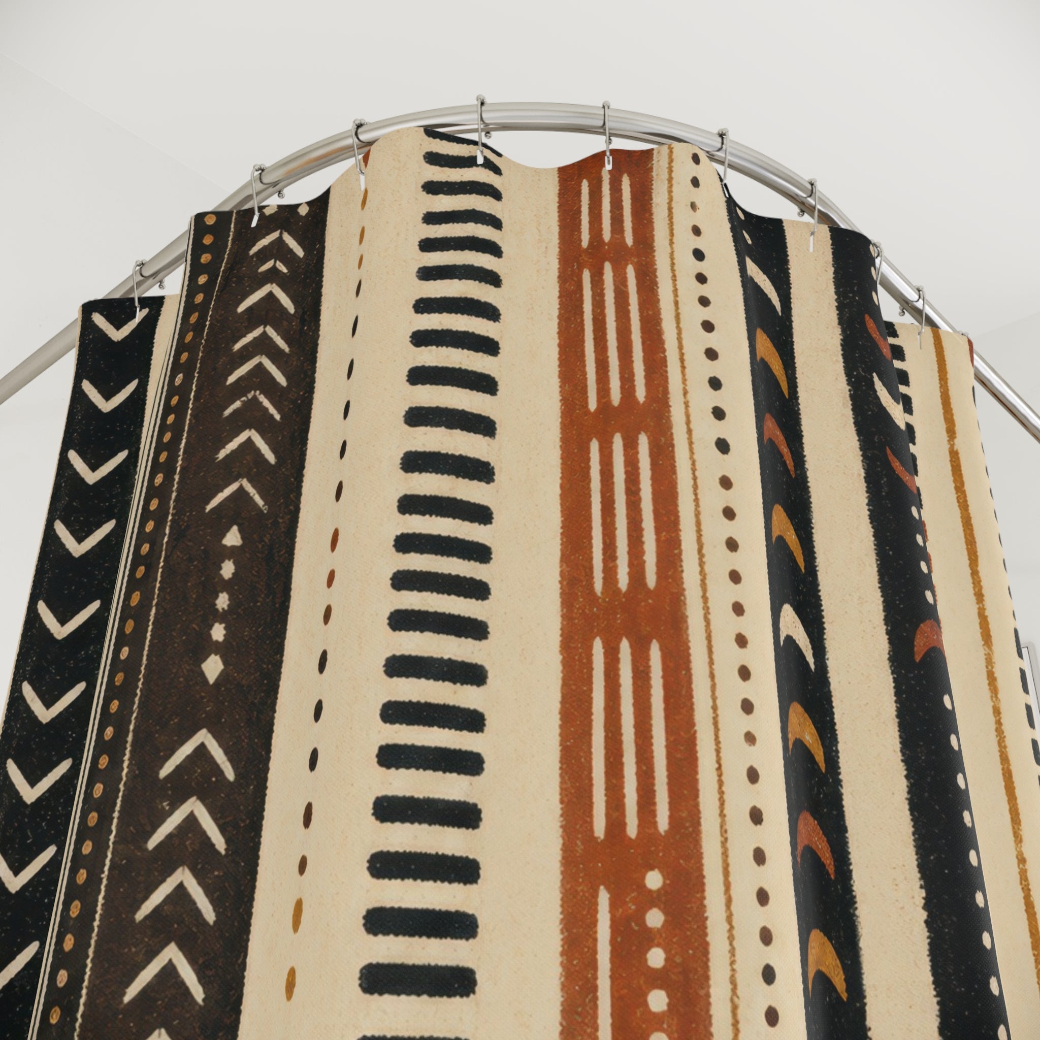 Black Rust Moon Chevron Stripe Shower Curtain