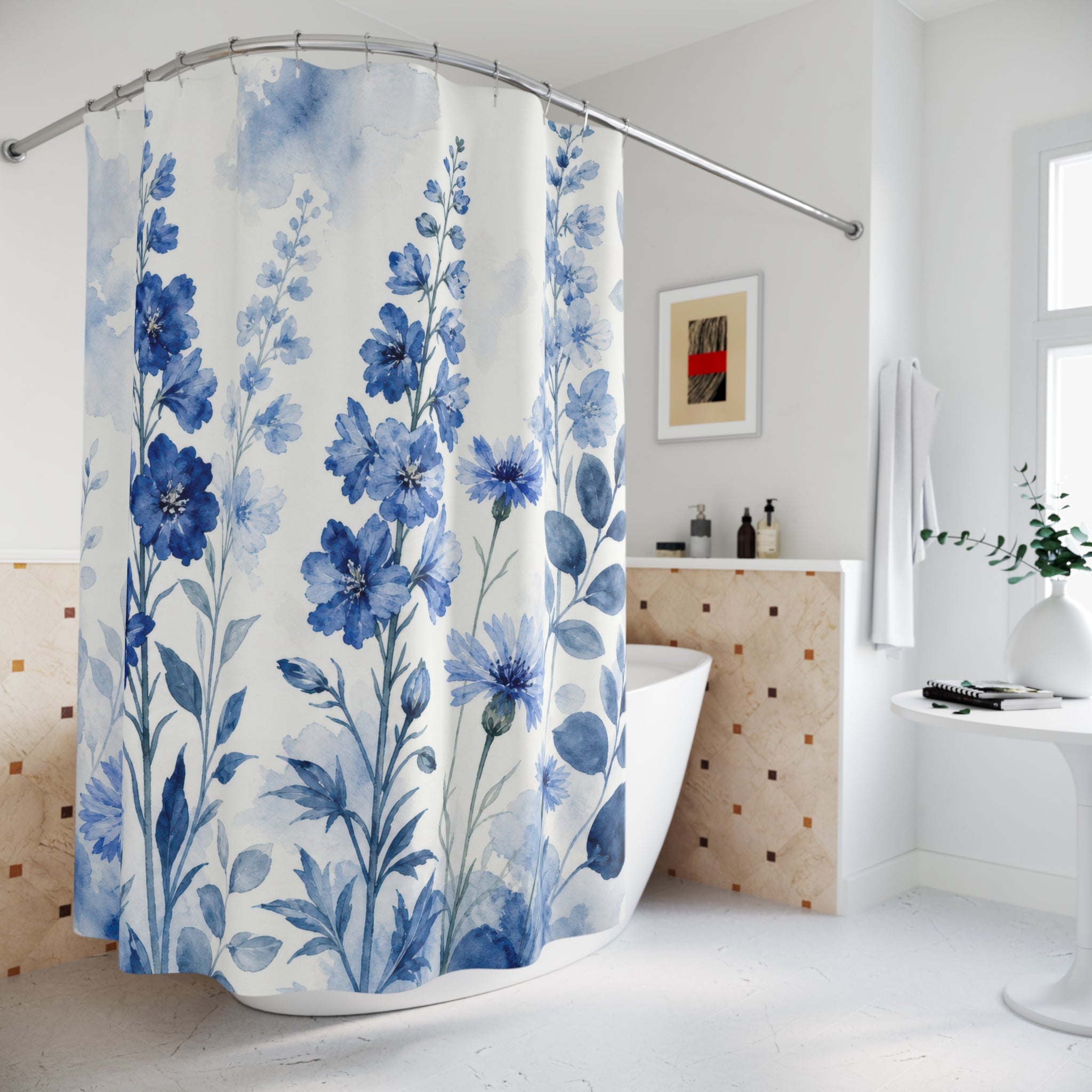 Blue Wildflower Shower Curtain