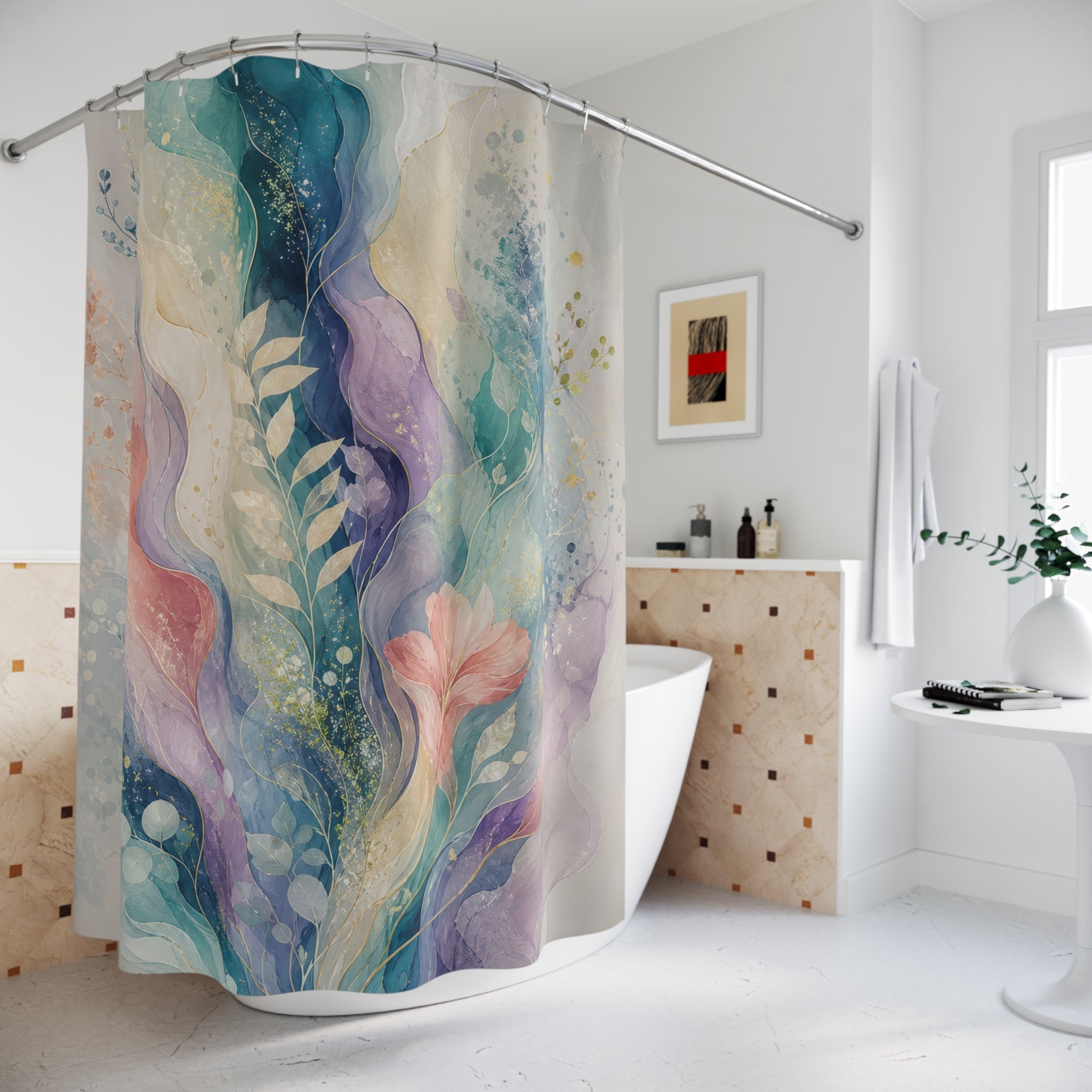 Pastel Aqua Watercolor Shower Curtain