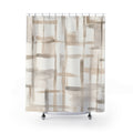 Beige Cream Brush Grid Shower Curtain
