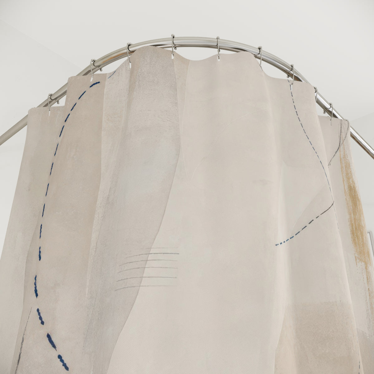 Minimal Abstract White Shower Curtain