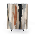 Black Beige Rust Brushstroke Stripe Shower Curtain