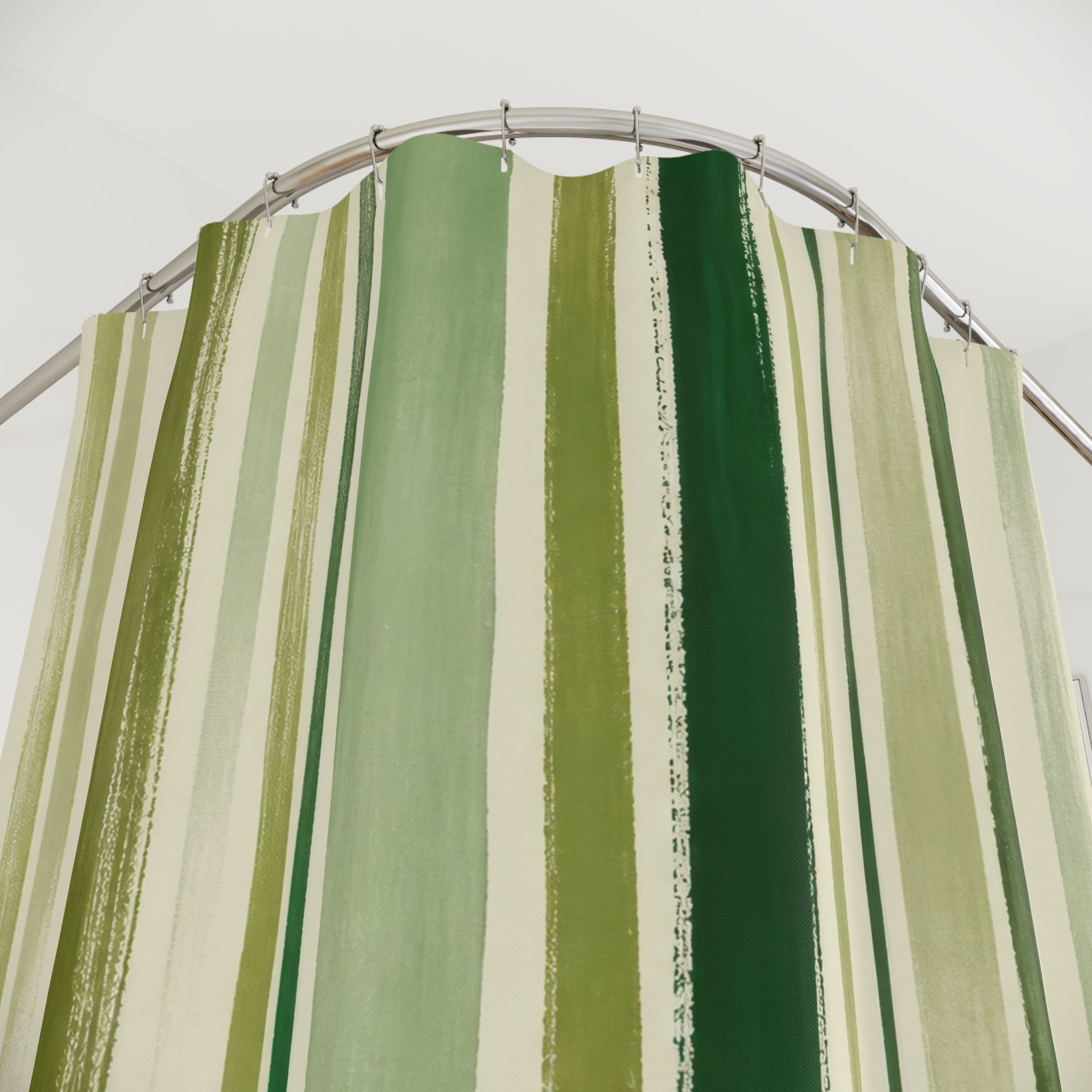 Sage Olive Watercolor Stripe Shower Curtain