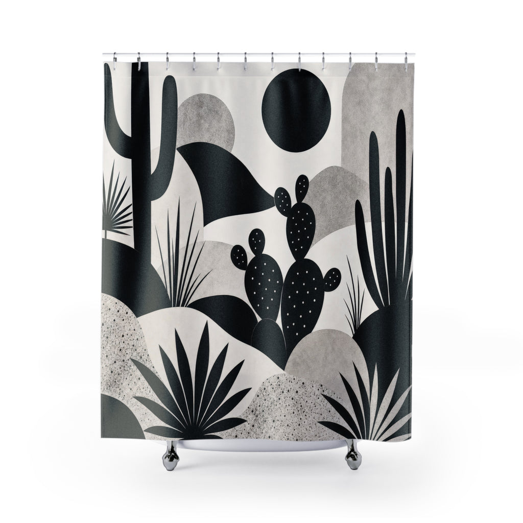 Black White Desert Landscape Shower Curtain