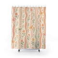 Cute Wavy Floral Stripe Pink Shower Curtain