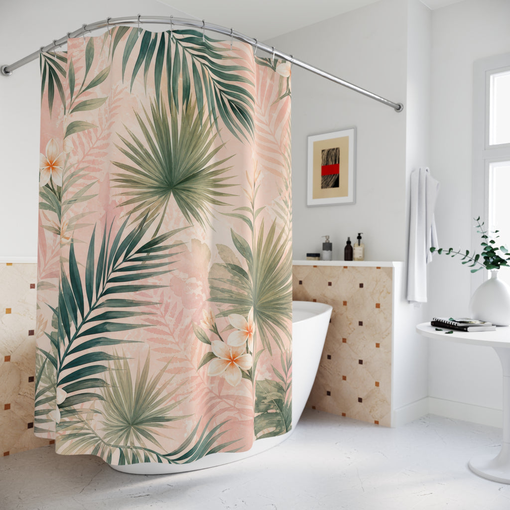 Blush Palm Leaf Shower Curtain