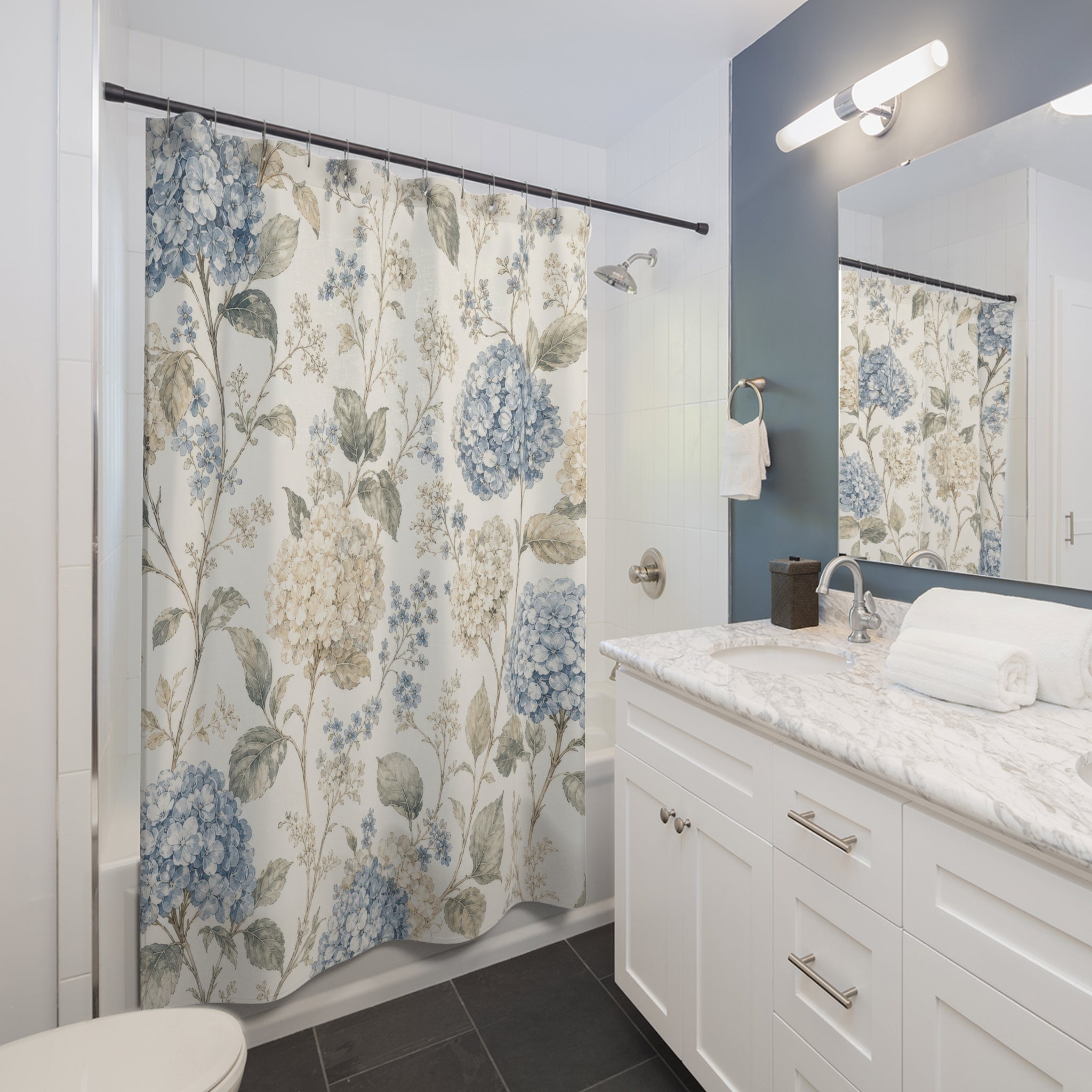 French Country Hydrangea Shower Curtain