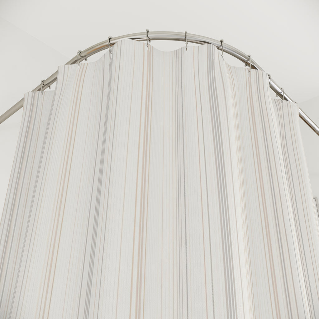 Dense Cream Beige Pinstripe Shower Curtain