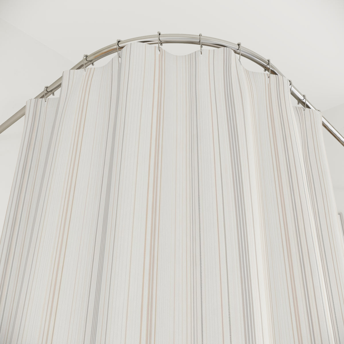 Dense Cream Beige Pinstripe Shower Curtain