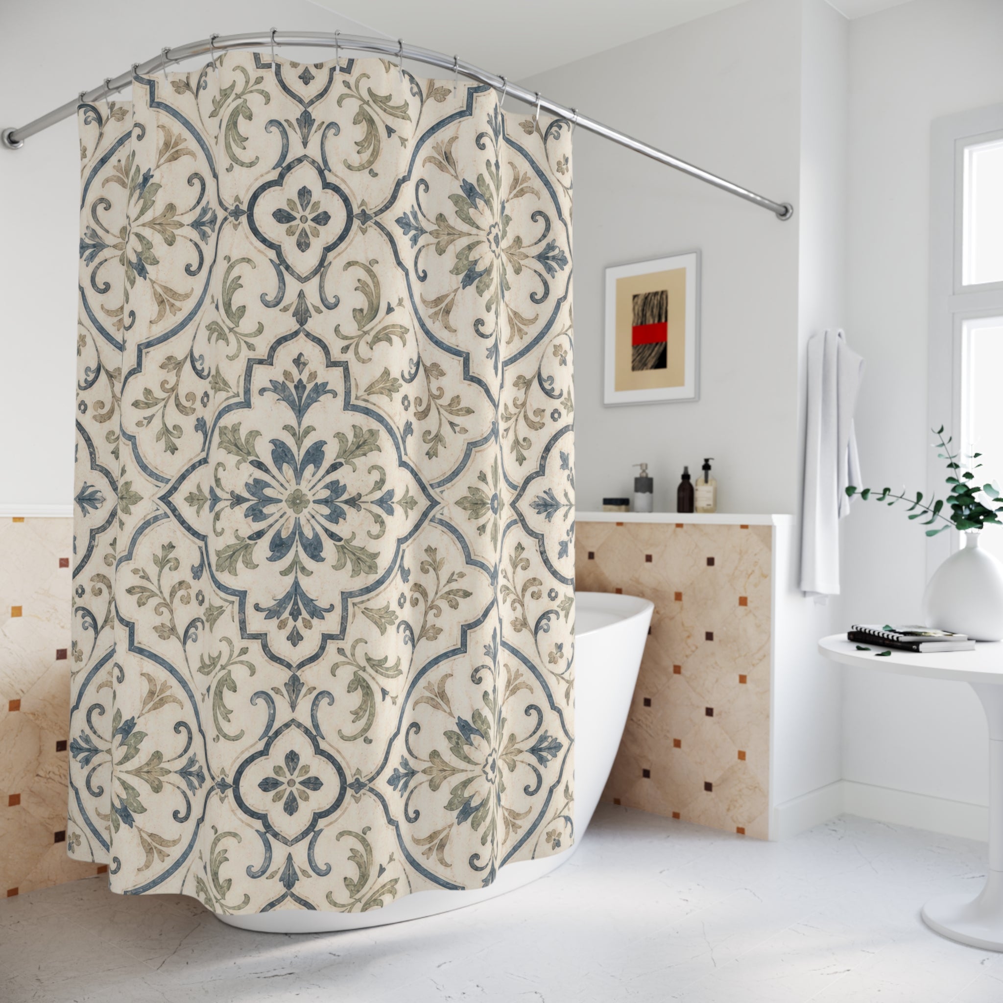 Blue Sage Moroccan Medallion Shower Curtain