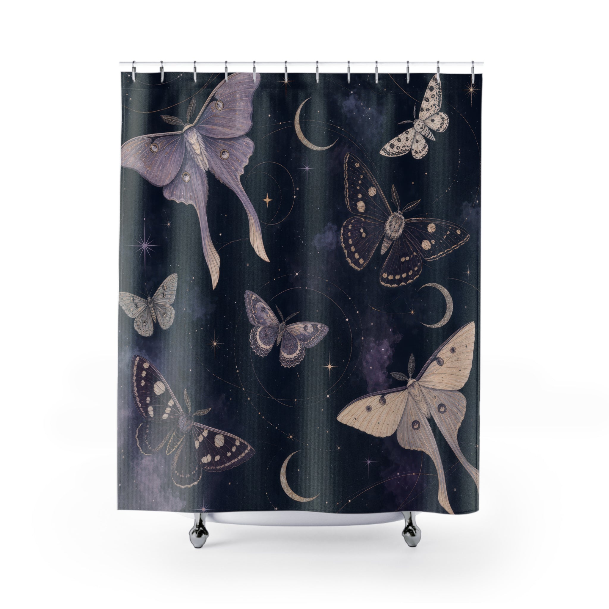 Lavender Purple Celestial Moth Shower Curtain