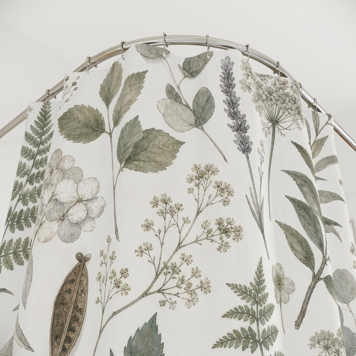 Green Herbarium Shower Curtain