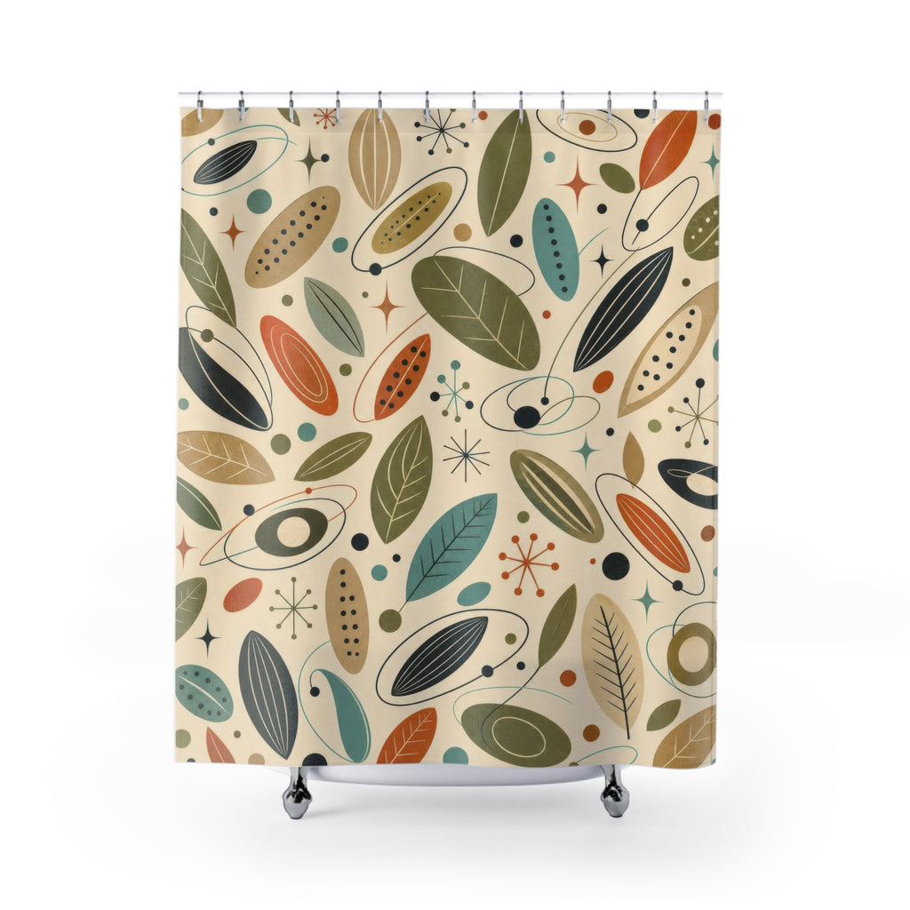 Mid Century Botanical Shower Curtain