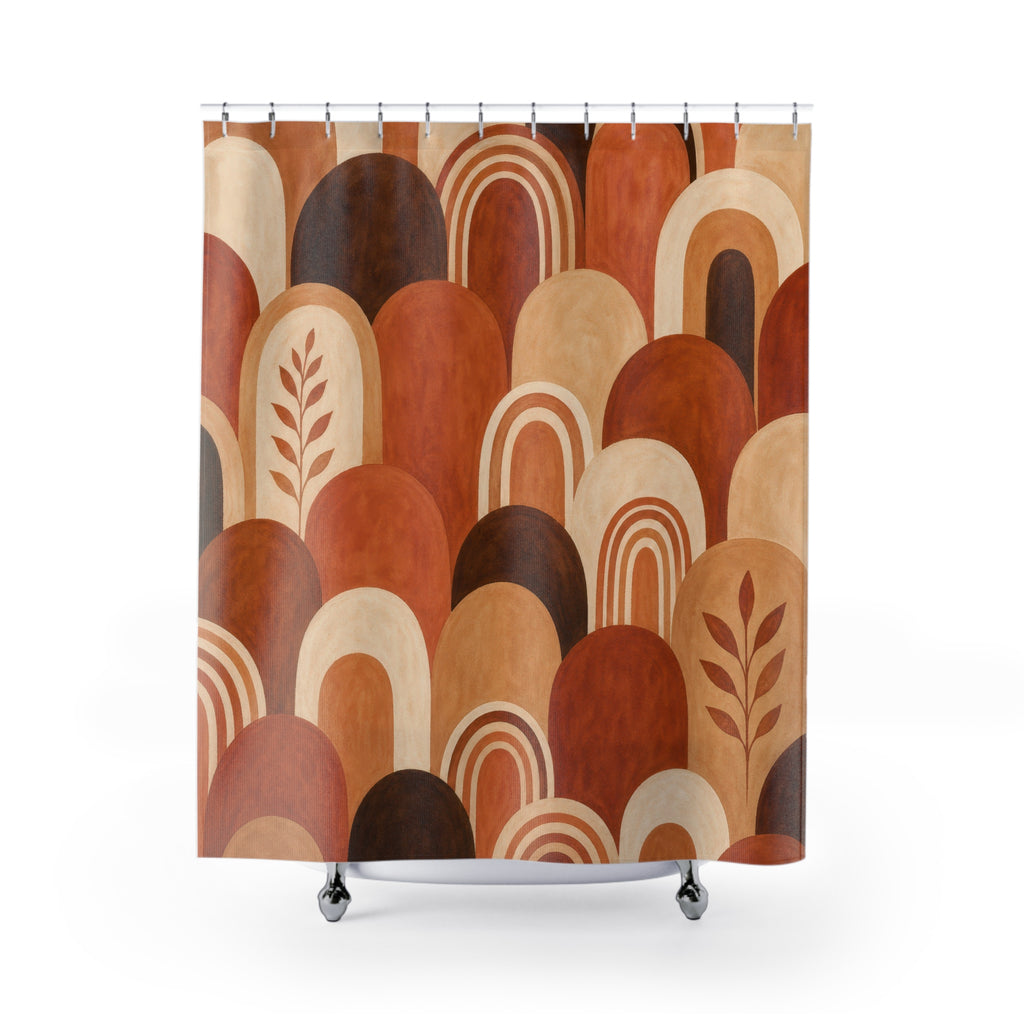 Terracotta Brown Arch Shower Curtain
