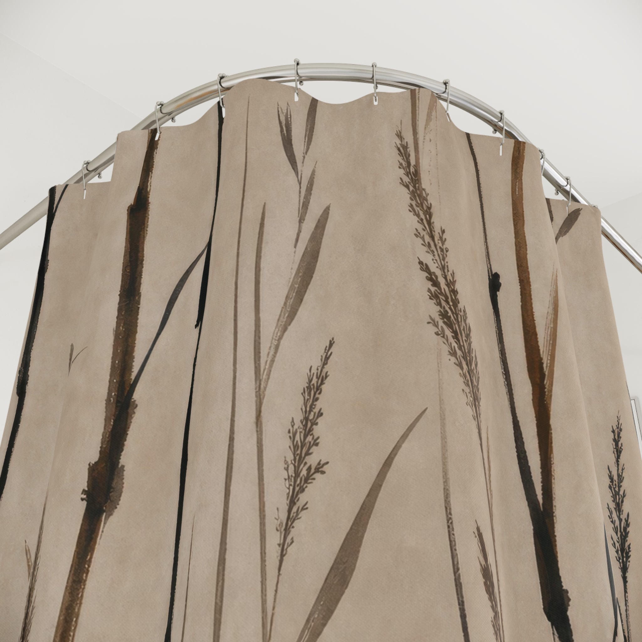 Black Brown Reed Line Shower Curtain