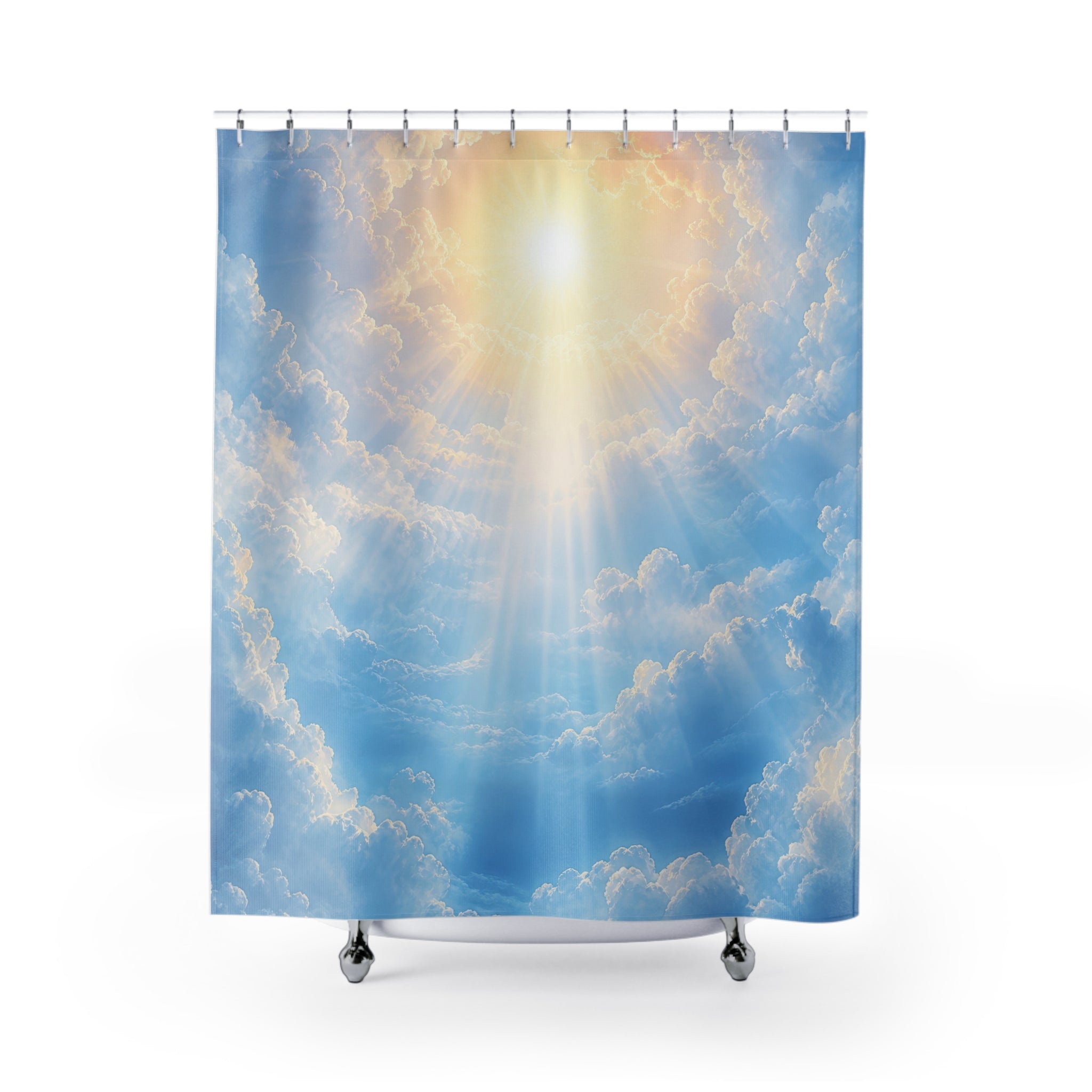 Sky Blue Sunbeam Cloudscape Shower Curtain