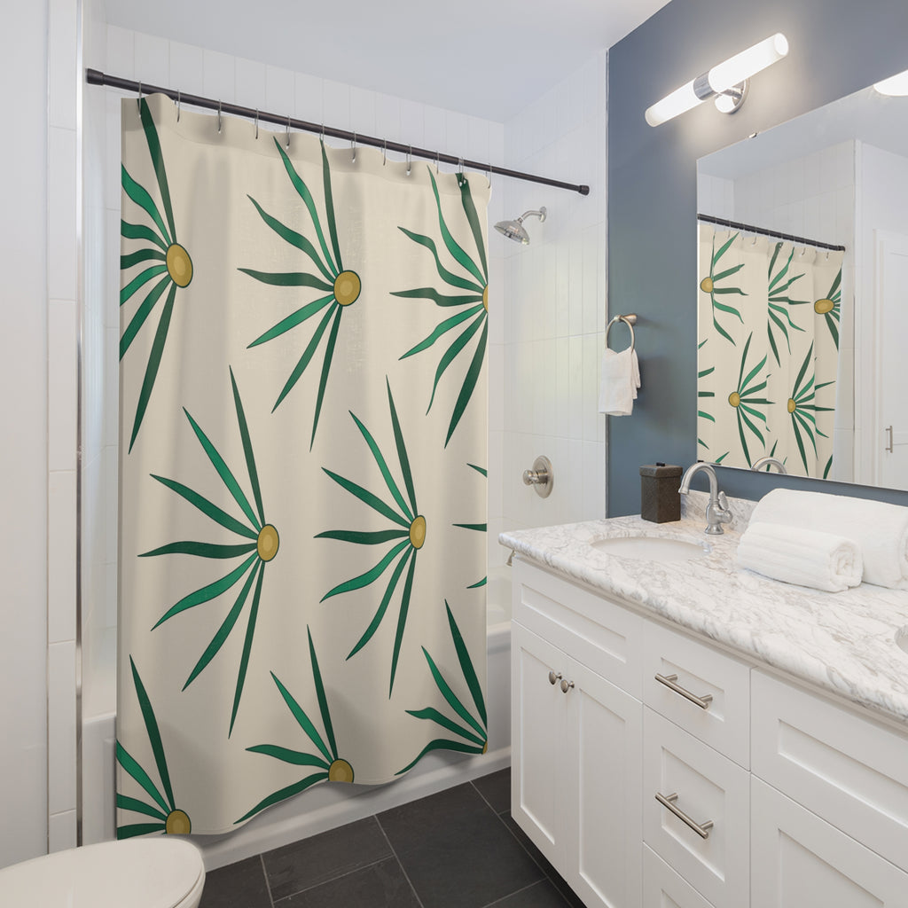 Emerald Green Shower Curtain: Art Deco Fan