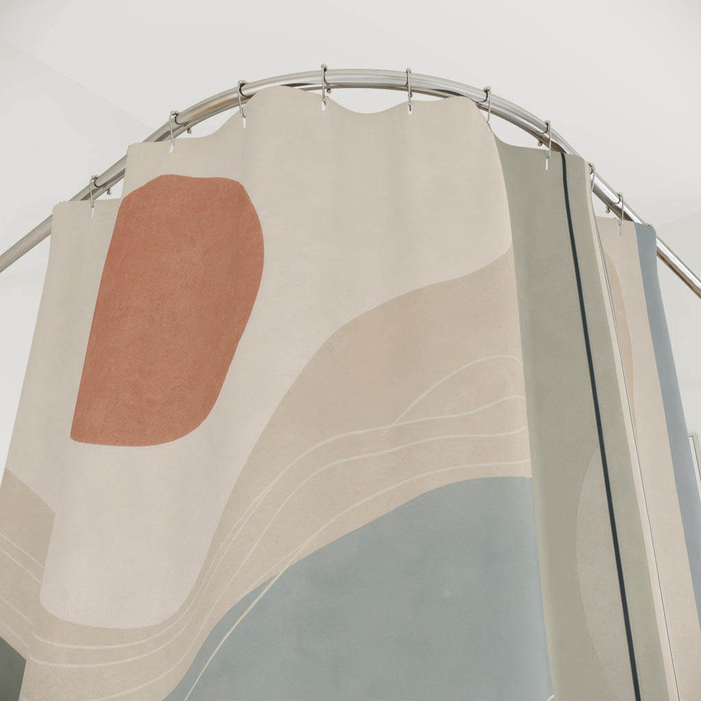 Blue Watercolor Landscape Shower Curtain