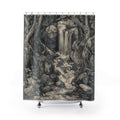 Black White Engraving Landscape Shower Curtain