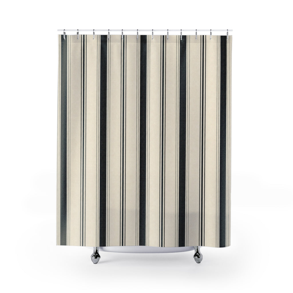 Tailored Black Stripe Shower Curtain