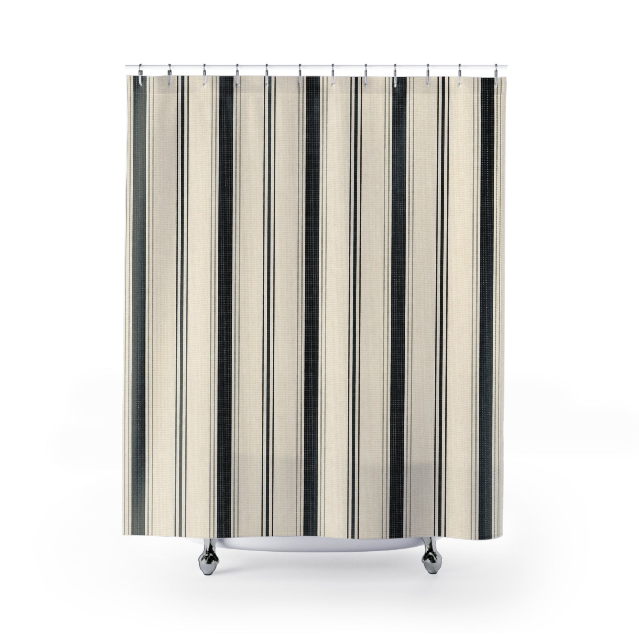 Tailored Black Stripe Shower Curtain