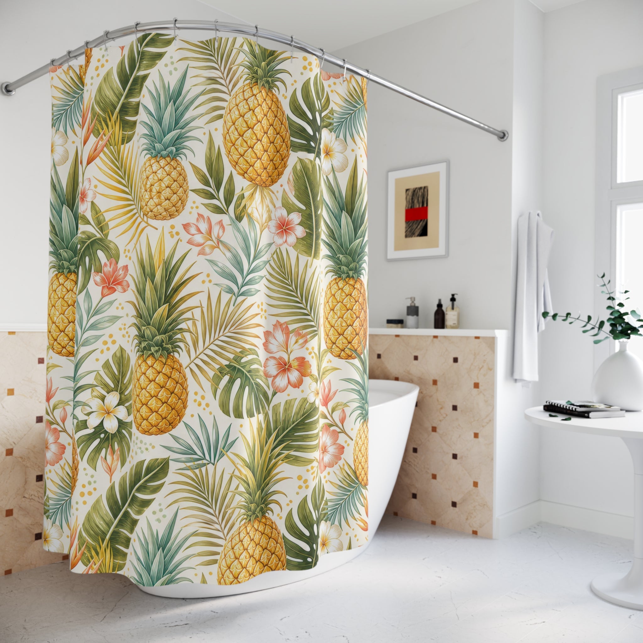 Tropical Fruit Repeat Pineapple Shower Curtain