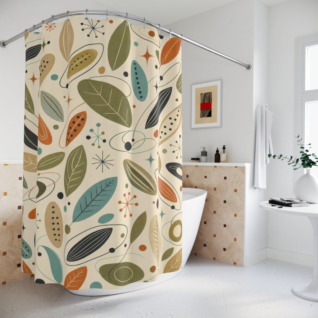 Mid Century Botanical Shower Curtain