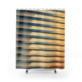 Unique Window Blinds Shower Curtain, Warm Light Slat Pattern Art, Neutral Modern Bathroom Decor, Minimalist Wall Guest Bath Gift For Home