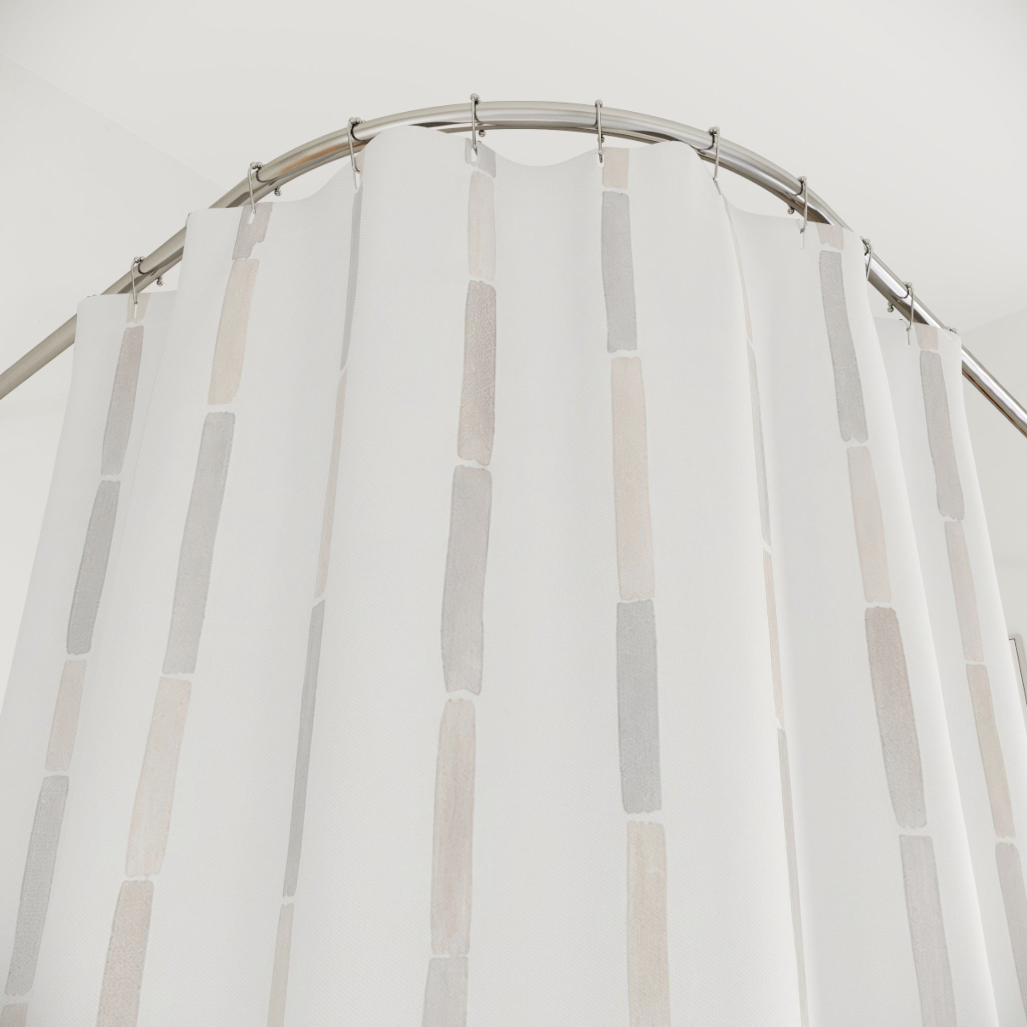 Broken Beige Gray Dash Stripe Shower Curtain