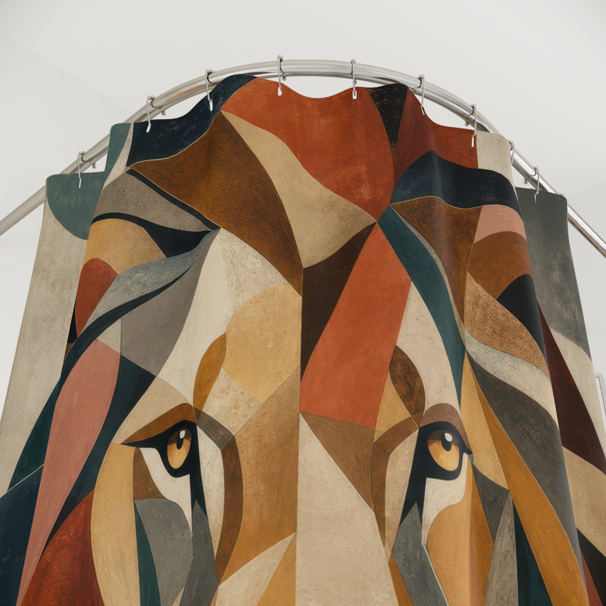 Faceted Safari Animal Portrait Shower Curtain