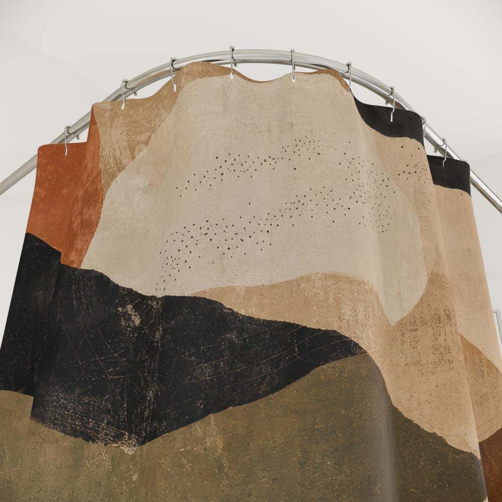 Earth Tone Rust Brown Layered Shower Curtain