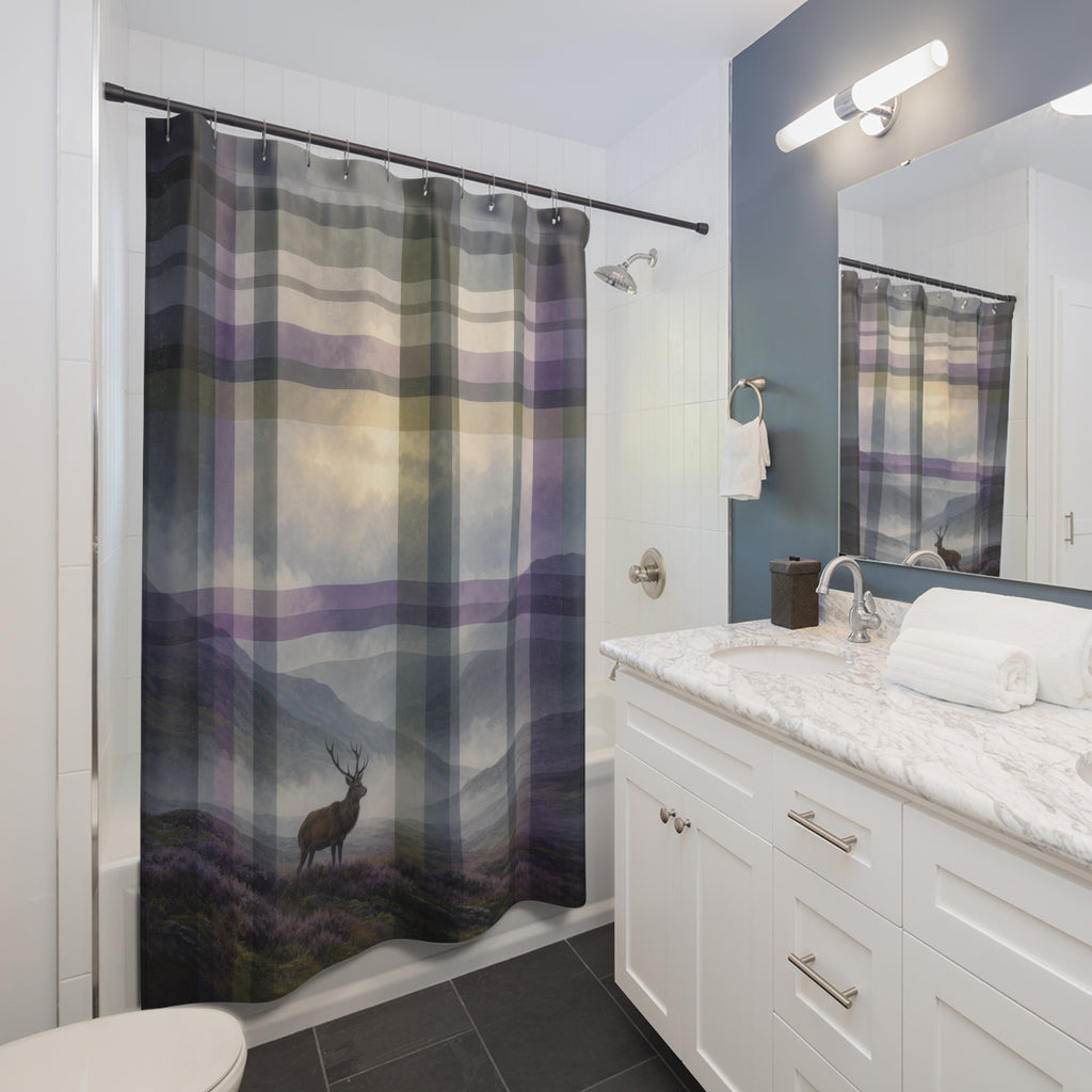 Highland Stag Plaid Shower Curtain