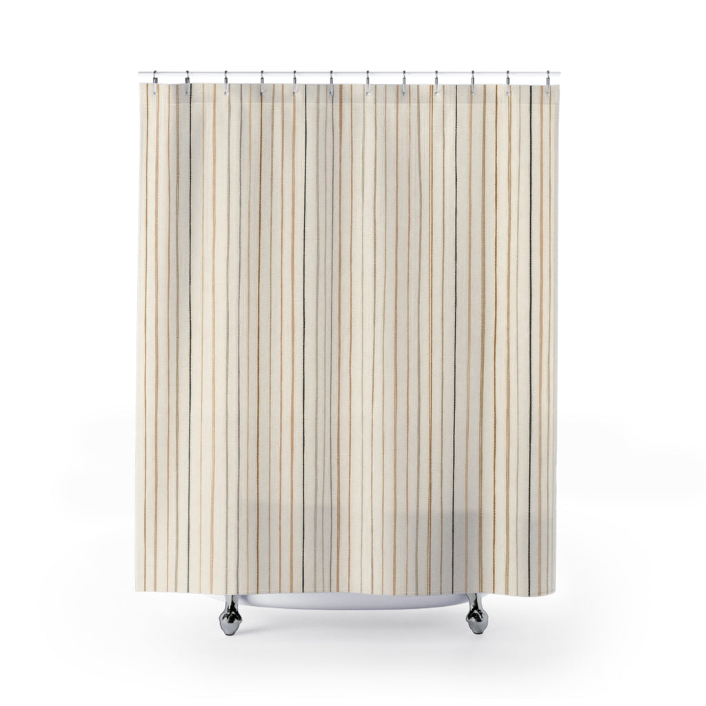 Black Rust Teal Vertical Stripe Shower Curtain
