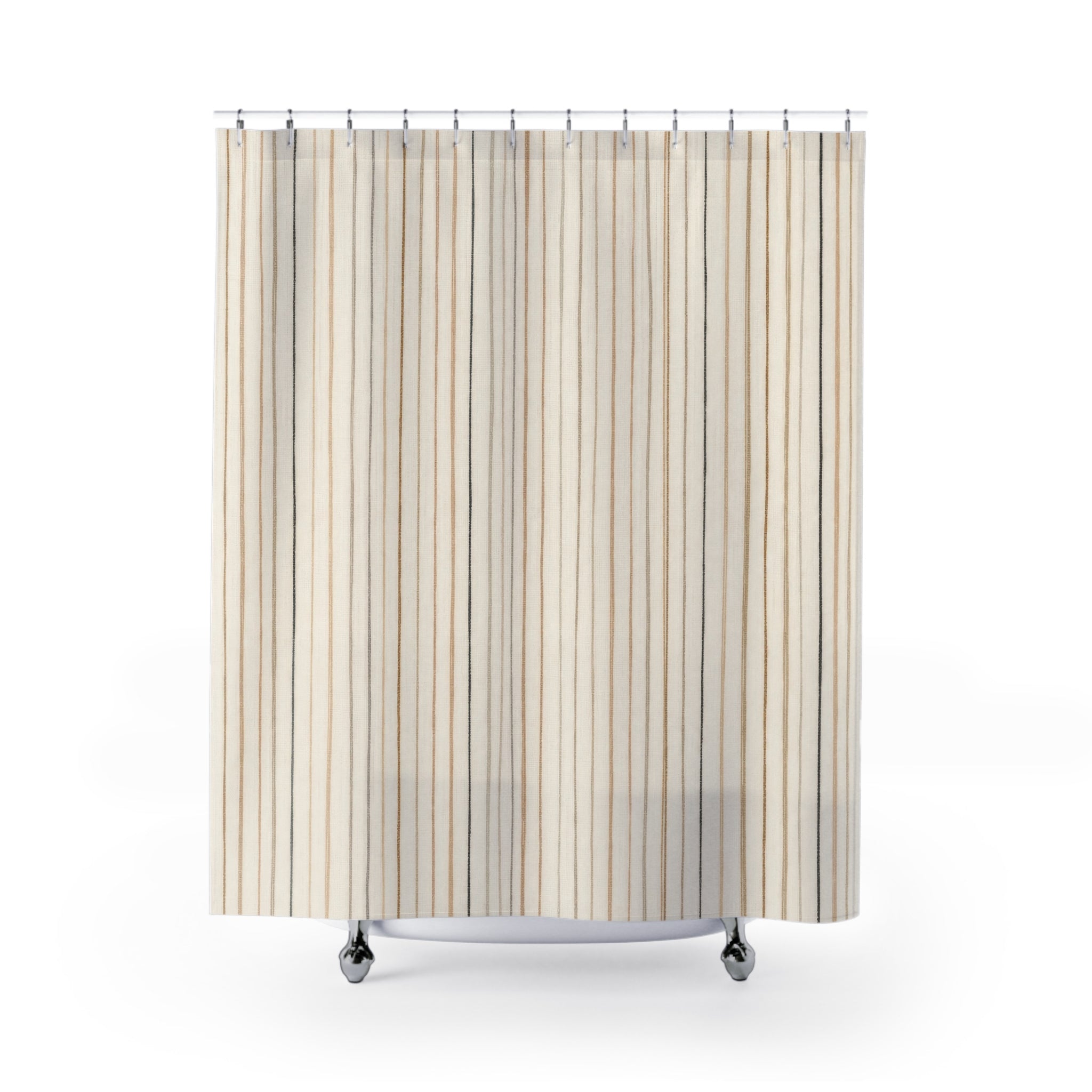 Black Rust Teal Vertical Stripe Shower Curtain