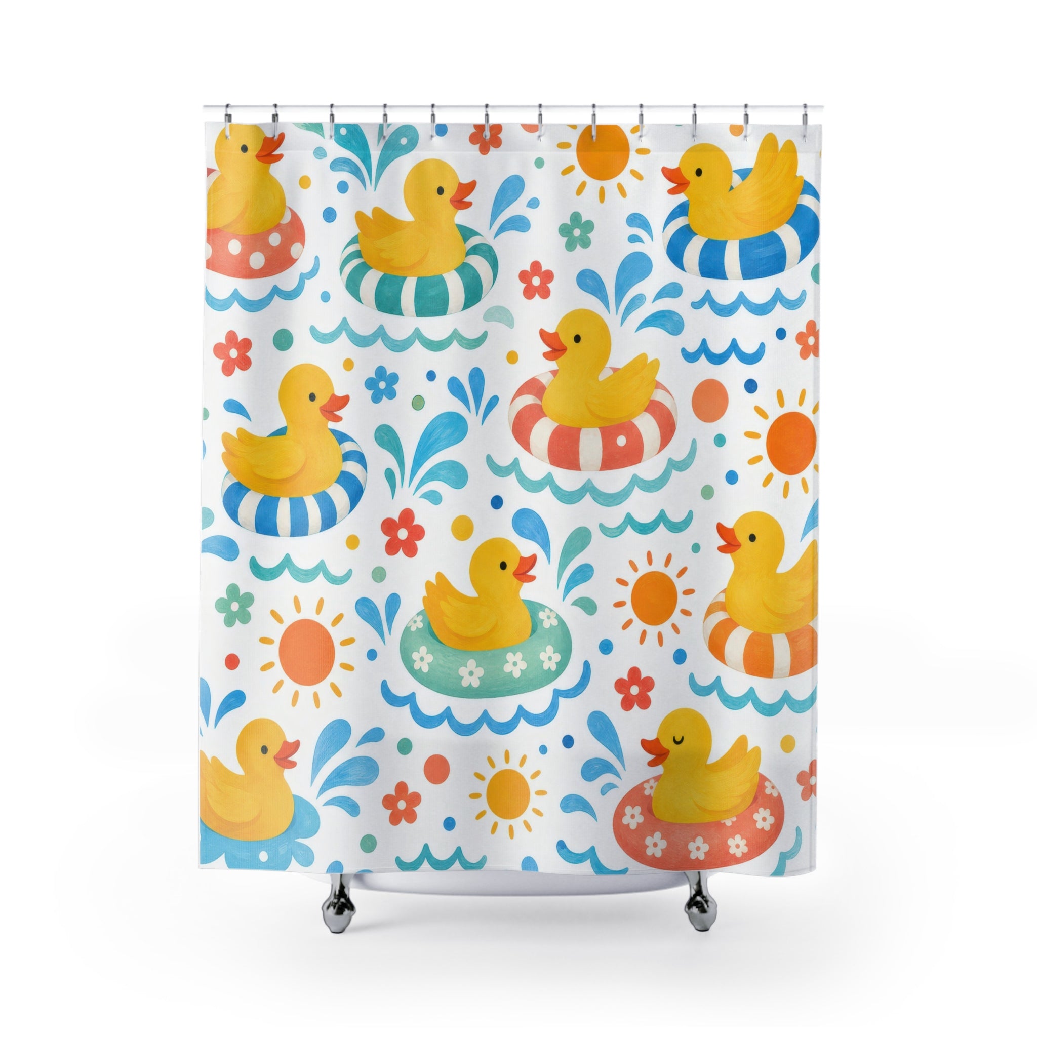 Yellow Rubber Duck Pool Shower Curtain