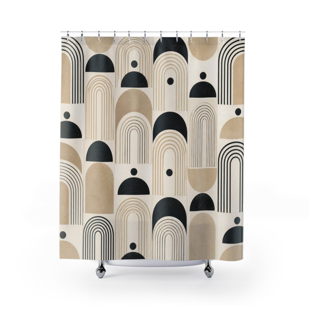 Black Beige Arch Geometry Shower Curtain