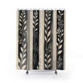 Cream Leaf Stripe Shower Curtain