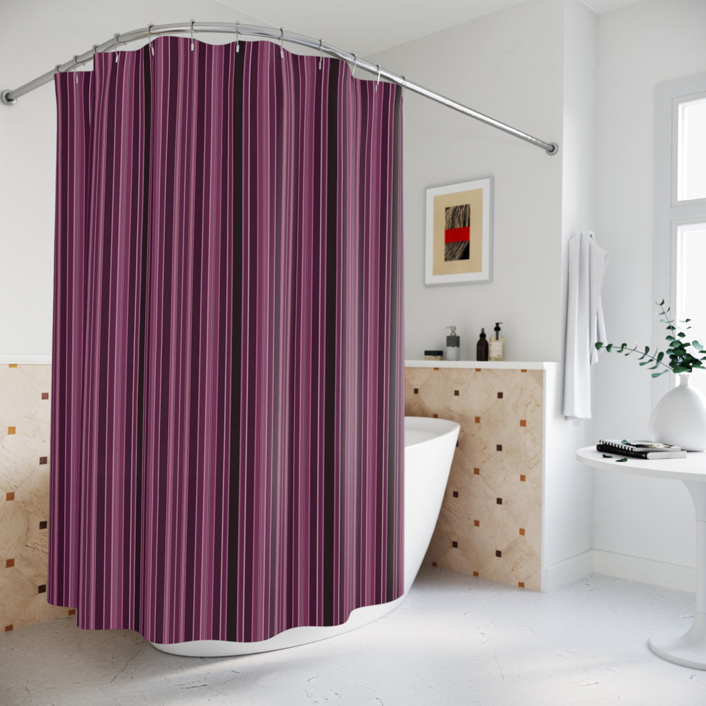 Plum Striped Shower Curtain — Purple and Pink